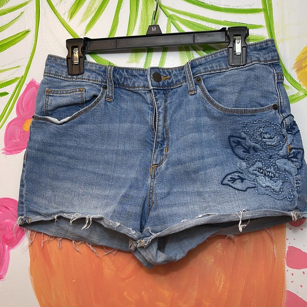 Embroidered denim shorts- universal thread size 12